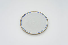 Line Pottery Plate S Blue 一本線の白い器プレートSブルー
