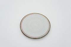 Line Pottery Plate S Red 一本線の白い器プレートSレッド