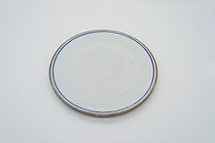 Line Pottery Plate M Blue 一本線の白い器プレートMブルー