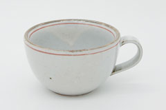 Line Pottery Soup Mug Red 一本線の白い器スープマグレッド