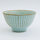 Faceted Rice Bowl Blue しのぎの茶碗ブルー