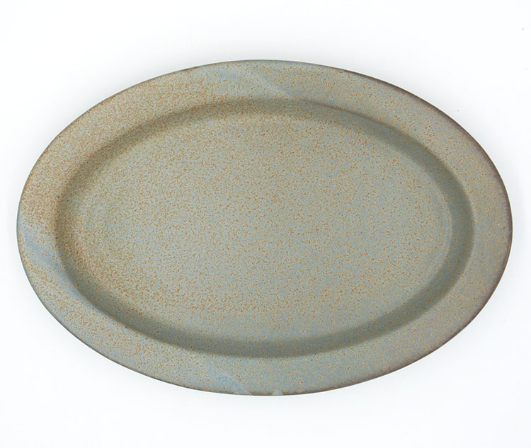 Ancient Pottery Gray Oval Plate