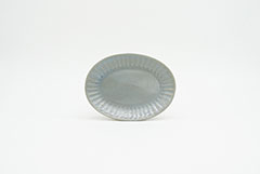 Pleated Pottery ひらひらの器（ながまる）Oval Mini Plate Blue