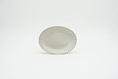 Pleated Pottery ひらひらの器（ながまる）Oval Mini Plate White