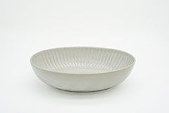 Pleated Pottery ひらひらの器（ながまる）Oval Bowl White