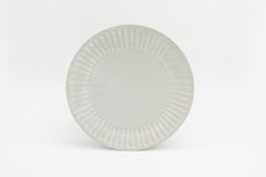 Pleated Pottery ひらひらの器（まる）Round Plate M White