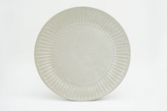Pleated Pottery ひらひらの器（まる）Round Plate L White