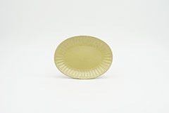 Pleated Pottery ひらひらの器（ながまる）Oval Mini Plate Yellow