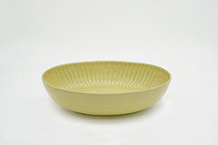 Pleated Pottery ひらひらの器（ながまる）Oval Bowl Yellow