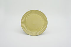 Pleated Pottery ひらひらの器（まる）Round Plate S Yellow