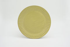 Pleated Pottery ひらひらの器（まる）Round Plate M Yellow